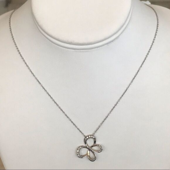 925 Sterling Silver Butterfly Pendant Necklace - Picture 3 of 4